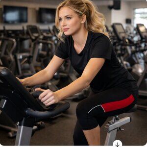 Nike Dri-FIT Capri Leggings 1X Black Red Athletic Running Crop Pants Biking Gym